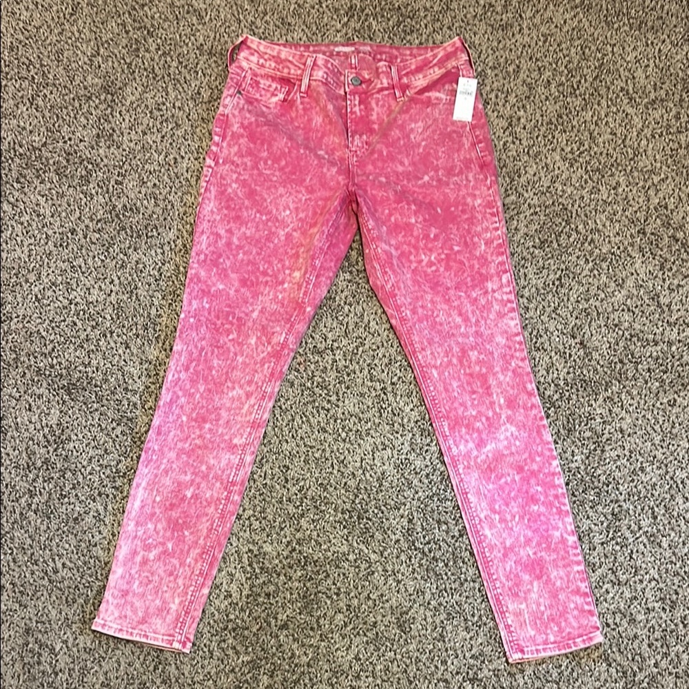 Old Navy Pink Jeans with Acid Wash